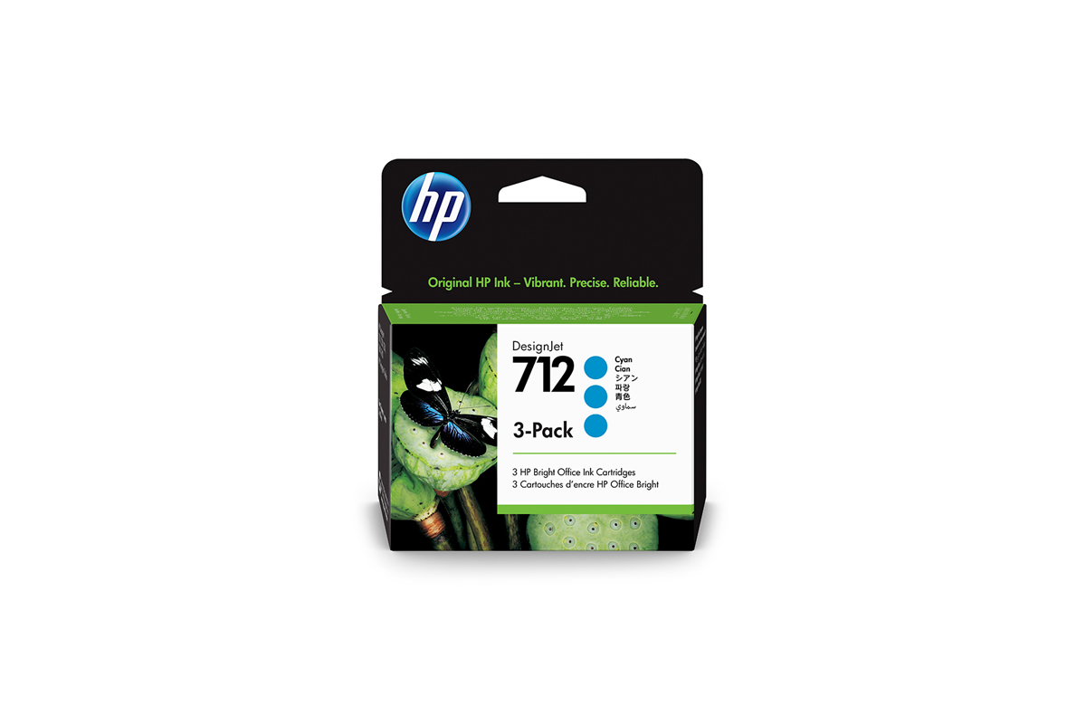 HP 712 DNJ Tintenpatrone Cyan, 29 ml 3er Pack