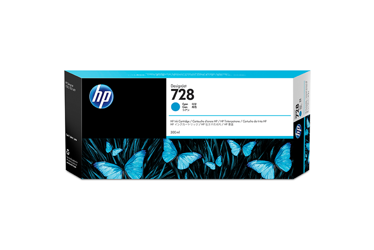 HP 728 DNJ Tintenpatrone Cyan, 300 ml