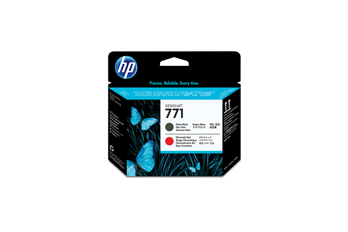 HP 771 DNJ Druckkopf Matt Schwarz und Chromatisch rot