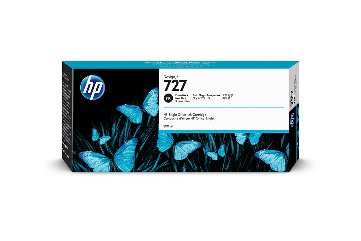 HP 727 DNJ Tintenpatrone Foto Schwarz, 300 ml