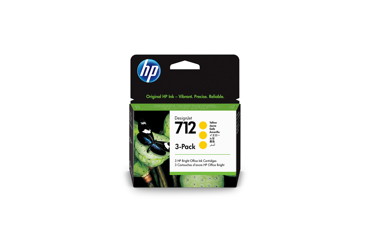 HP 712 DNJ Tintenpatrone Gelb, 29 ml 3er Pack