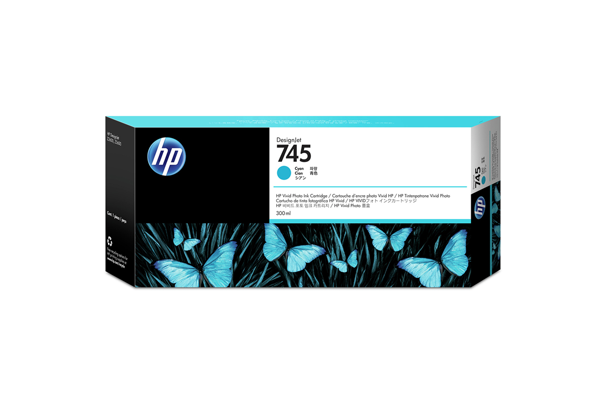 HP 745 DNJ Tintenpatrone Cyan, 300 ml